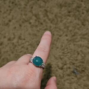 Elegant Silver and Teal Ring